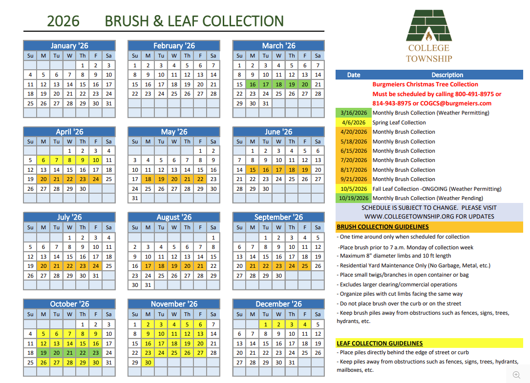 2026 Brush and Leaf Calendar